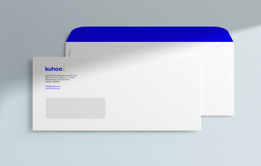 Kuhoo brand identity envelope horizontal 1 sized